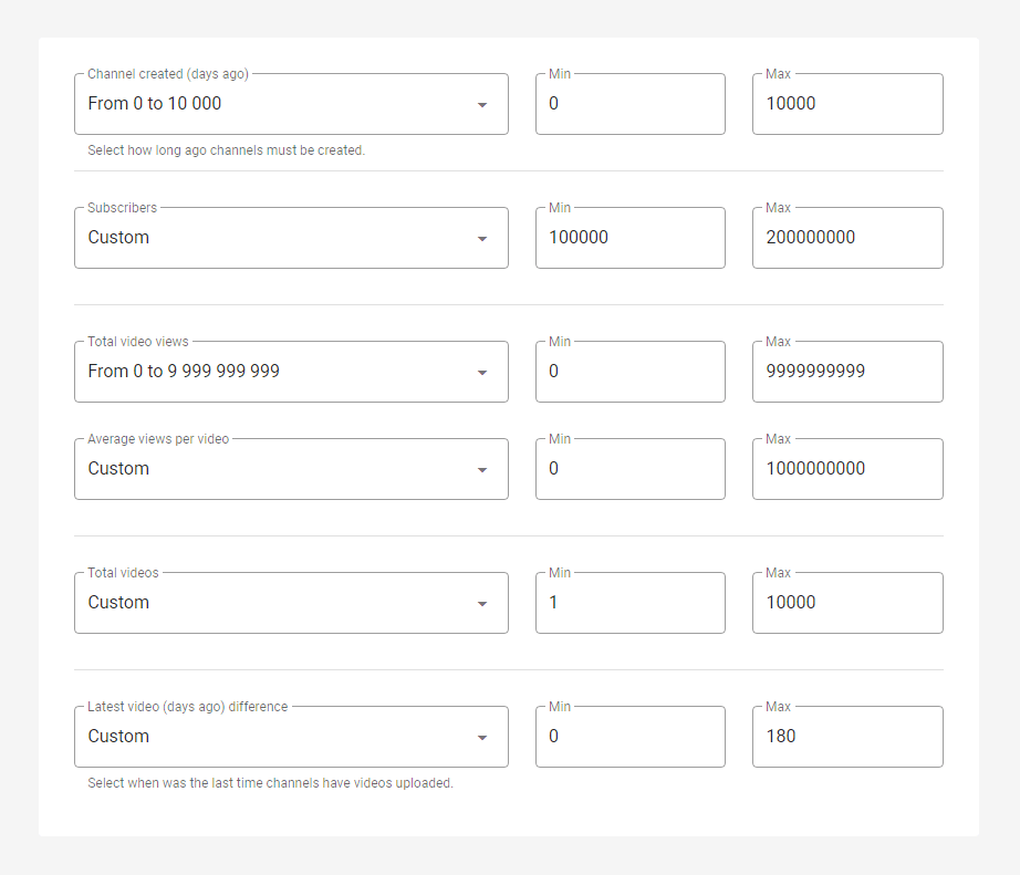 updating advanced search settings