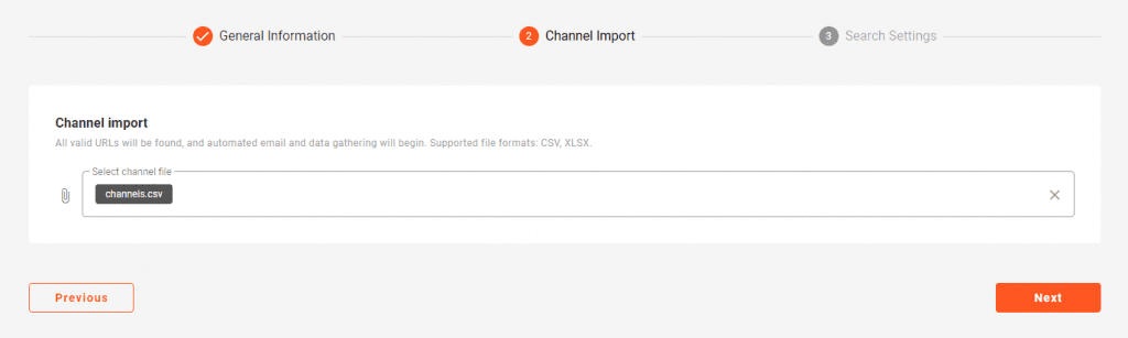 importing file with YouTube channel URLs