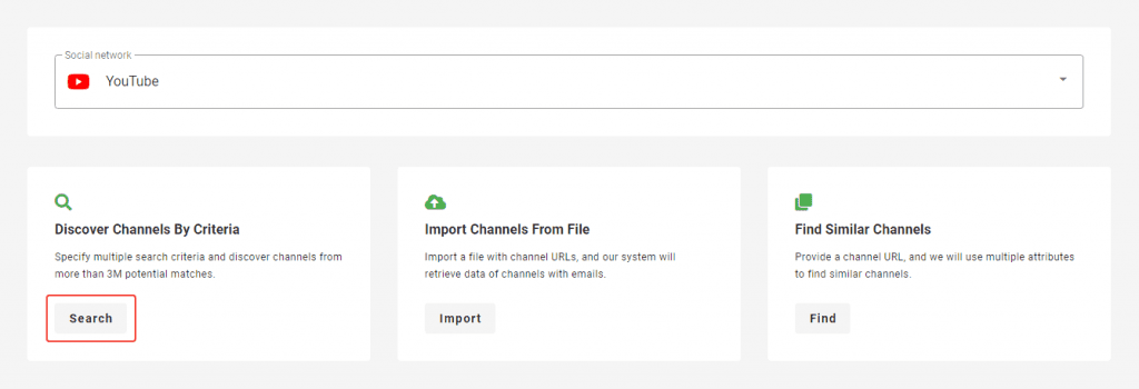 selecting discover channels by criteria option